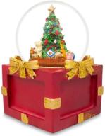 музыкальная фоторамка со снежным шаром и рождественской ёлкой - дизайн с четырьмя сторонами с водяным шаром. логотип