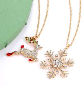 img 3 attached to Sparkling Crystal Snowflake Reindeer Pendant: Festive Christmas Necklace Set - Perfect Xmas Santa Holiday Festival Jewelry (2 Pieces)