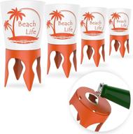 🏖️ ultimate beach vacation essentials: 4 sand cup holders with bottle opener & spikes - ideal beach drink holders for women and men - perfect beach lover gifts and must-have beach accessories logo
