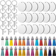 🔑 diy keychain crafts set: 72-piece sublimation blank keychains with round pendants, key chains, and colorful tassels for ornament making logo