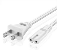 tnp universal 2 prong power cord (1ft) - nema 1-15p to iec320 c7 18awg figure 8 shotgun connector ac power supply cable wire socket plug jack (white) compatible with apple tv logo