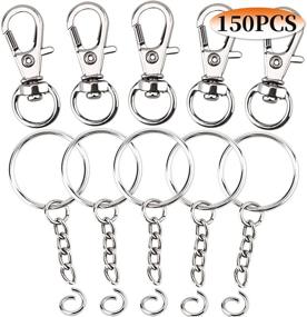 img 4 attached to 🔑 150 Pcs AIEX Key Chain Clip Swivel Hook with Metal Key Ring and Chain for Lanyard Keychain Crafting