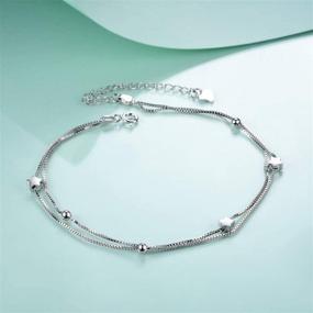 img 3 attached to 🌟 Women's Adjustable Double Layered Chain Anklet with 925 Sterling Silver Stars for Enhanced Style