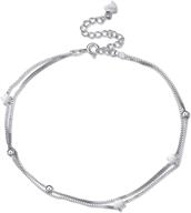 🌟 women's adjustable double layered chain anklet with 925 sterling silver stars for enhanced style logo