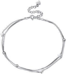 img 4 attached to 🌟 Women's Adjustable Double Layered Chain Anklet with 925 Sterling Silver Stars for Enhanced Style