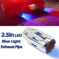 🚗 2.5'' 63mm stainless steel exhaust tips muffler car tail pipe modification luminous tube with blue flame led light logo