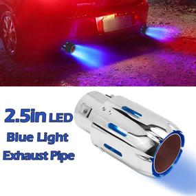 img 4 attached to 🚗 2.5'' 63mm Stainless Steel Exhaust Tips Muffler Car Tail Pipe Modification Luminous Tube With Blue Flame LED light