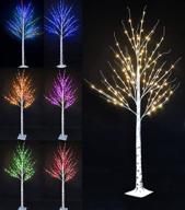 color changing lit birch tree lighted - multicolor 5 ft artificial twig bonsai tree lamp - led fake tree light for christmas, wedding, halloween, holiday decor - 5ft(rgb) logo