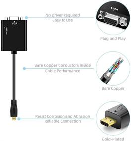img 1 attached to 🔌 HDMI to VGA Converter with 3.5mm Audio & Gold Plating – 1080P Male to Female Adapter for Laptop, Tablets, Ultrabooks, Cameras and Camcorders