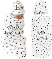 newborn baby swaddle set: blanket, headband, hat, stroller wrap & sleeping bag in white - photography props included logo