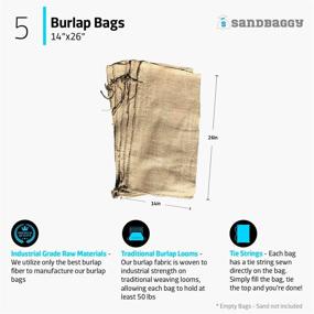 img 3 attached to 🌊 Sandbaggy Burlap Sand Bags - 14x26 Size, 50lb Weight Capacity - Ideal for Flood Control, Water Barrier & Tent Anchoring (Pack of 5)