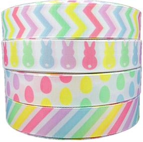 img 2 attached to 🐇 Colorful Spring Bunny Egg Stripe Ribbon Roll: 20yds (4X5yds) Grosgrain Craft Supplies—Ideal for Hairbows & Crafts