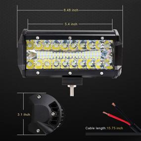 img 2 attached to 🚗 120W 12V LED Lights, Waterproof Triple Row 7-Inch Headlight Bar with 12000LM Brightness - Ideal Off-Road Fog Light Pod for Auto, UTV, ATV, Truck, and Boat (2PACKS)