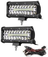 🚗 120w 12v led-фары, водонепроницаемая тройная полоса с 7-дюймовой панелью яркости 12000lm - идеальный фонарь для бездорожья для автомобилей, utv, atv, грузовиков и лодок (2 штуки) логотип