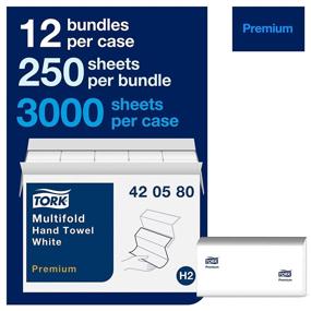 img 3 attached to Tork Premium Multifold Paper Hand Towel, 1-Ply, 9.0&#34; 🔖 x 9.5&#34;, White - Case of 12 Packs (Total 3000 Towels)