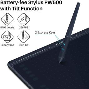 img 1 attached to 🎨 2020 HUION HS611 Graphics Drawing Tablet with Android Support, Tilt Function, Battery-Free Stylus, 8192 Pen Pressure, 8 Multimedia Keys, 10 Express Keys, and Touch Strip (Starry Blue)