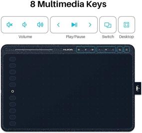 img 3 attached to 🎨 2020 HUION HS611 Graphics Drawing Tablet with Android Support, Tilt Function, Battery-Free Stylus, 8192 Pen Pressure, 8 Multimedia Keys, 10 Express Keys, and Touch Strip (Starry Blue)