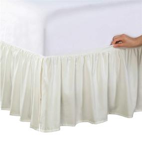img 4 attached to Microfiber Wrap-Around Bed Skirt with Gathered Ruffled Style, Classic 14 Inch Drop Length, King Size, Ivory - Ideal for Bed Makers