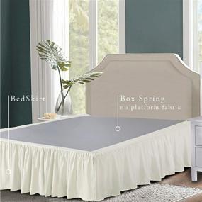 img 3 attached to Microfiber Wrap-Around Bed Skirt with Gathered Ruffled Style, Classic 14 Inch Drop Length, King Size, Ivory - Ideal for Bed Makers