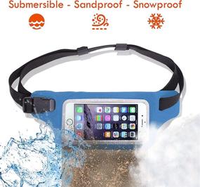 img 1 attached to 🏊 Blue Waterproof Running Swimming Belt Fanny Pack - Fits iPhone 7 8 X 11 12 13 Plus & Android Samsung - with Touchscreen Cover - IPX8 Rated Dry Waist Bag Pouch for OCR, Beach, Pool, Kayaking, Rafting, etc!