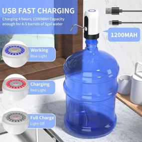 img 1 attached to 💦 USB Charging Electric Water Bottle Pump - Portable Water Dispenser for 5 Gallon Bottles - Automatic Drinking Water Pump with Switch