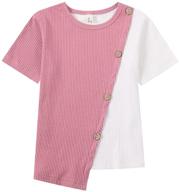 comfortable & chic: welaken ribbed cotton short sleeve t shirts for girls in tops, tees & blouses logo