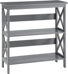 img 2 attached to 📚 Convenience Concepts Oxford 3 Tier Bookcase in Sleek Gray – Organize Your Space with Style