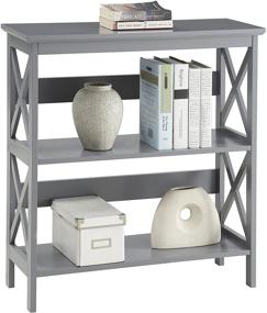 img 3 attached to 📚 Convenience Concepts Oxford 3 Tier Bookcase in Sleek Gray – Organize Your Space with Style