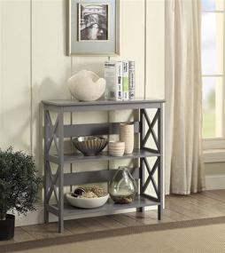 img 4 attached to 📚 Convenience Concepts Oxford 3 Tier Bookcase in Sleek Gray – Organize Your Space with Style