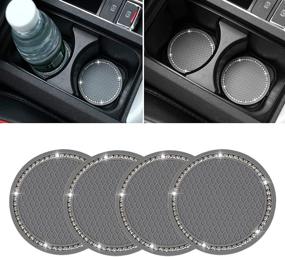 img 4 attached to 4 Pack Bling Car Coasters Interior Accessories and Cup Holders