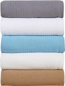 img 4 attached to 🛏️ Aavni Homes Classic Weave Pure Cotton Blanket - Queen/Full Size (90 x 90 Inches), White Color, All-Season, Premium Breathable, Ultra Soft & Lightweight