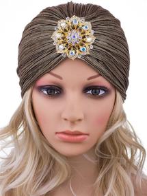 img 2 attached to 🎩 VIJIV Women's Retro Lurex Knit Turban Beanie Hats Headwraps for 1920s Cocktail Party