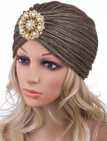 img 1 attached to 🎩 VIJIV Women's Retro Lurex Knit Turban Beanie Hats Headwraps for 1920s Cocktail Party