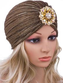 img 3 attached to 🎩 VIJIV Women's Retro Lurex Knit Turban Beanie Hats Headwraps for 1920s Cocktail Party