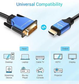 img 1 attached to 💙 BlueRigger HDMI to DVI Cable (6FT) - High-Speed, Bi-Directional Adapter for 1080p, Raspberry Pi, Roku, Xbox, PS5/PS4/PS3, Graphics Card