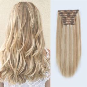 img 4 attached to Lovrio 9A Grade Virgin Remy Clip in Extensions, Piano Color Dark Dirty Blonde & Platinum Ash Blonde P12/60, Double Weft Big Thick Virgin Human Hair 18 inch 120g 7 pieces 18 clips