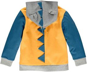 img 3 attached to 🦖 Kids' Dinosaur Hoodie Jacket - Cartoon Animal Zipper Packaway Coat for Toddlers, Boys 1-7 Years - Ideal for Spring and Autumn