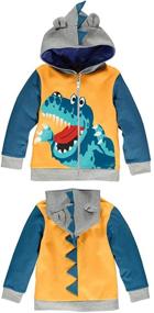 img 2 attached to 🦖 Kids' Dinosaur Hoodie Jacket - Cartoon Animal Zipper Packaway Coat for Toddlers, Boys 1-7 Years - Ideal for Spring and Autumn