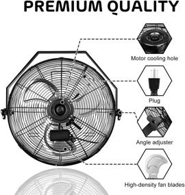 img 2 attached to 🌬 Simple Deluxe 18 Inch Industrial Wall Mount Fan - High Velocity Metal Fan for Warehouse, Greenhouse, Workshop, Patio, Factory and Basement - 3 Speed Commercial Ventilation, Black