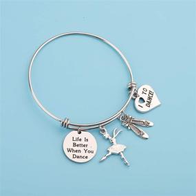 img 2 attached to 🎭 PENQI Girls Dance Jewelry: Elevate Your Style with the Life is Better When You Dance Bangle Bracelet – Perfect Ballerina Ballet Jewelry Gift for Dance Recitals, Dancers, and Dance Teams