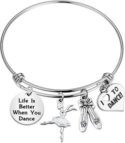 img 4 attached to 🎭 PENQI Girls Dance Jewelry: Elevate Your Style with the Life is Better When You Dance Bangle Bracelet – Perfect Ballerina Ballet Jewelry Gift for Dance Recitals, Dancers, and Dance Teams