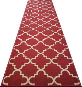 img 3 attached to 🔥 Premium Trellis Carmine Red Runner Rug: 22 x 84 inch, Non Slip, Rubber Backed | Ideal for Kitchen Rugs and Mats