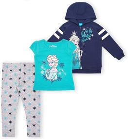 img 4 attached to Disney Frozen Girls' 3-Piece 👧 Leggings Set with Zip-Up Jacket in Leggings