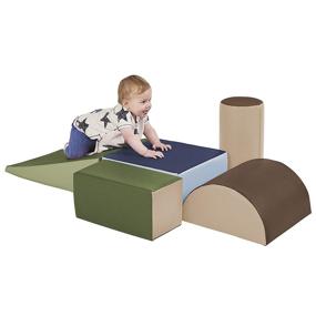 img 4 attached to ECR4Kids SoftZone Climb and Crawl Activity Play Set: Foam Shapes for Safe Climbing, Crawling, and Sliding - Toddlers' and Preschoolers' Lightweight Playset (5-Piece Set, Earthtone)