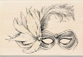 img 1 attached to 🎭 Inkadinkado Wood Stamp, Feathered Mask: Add a Touch of Elegance to Your Crafts!
