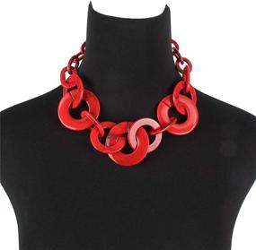 img 2 attached to 📿 Ufraky Simple Acrylic Collar Choker Necklace and Hoop Earring Jewelry Set for Women, 18-Inch