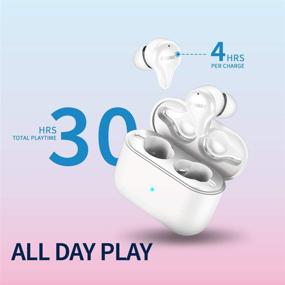 img 2 attached to 🎧 Wireless Bluetooth Earbuds, Bluetooth 5.0, TWS Microphone, Hi-Fi Stereo, Smart Touch Control, Sweat-Resistant, for Workout - White