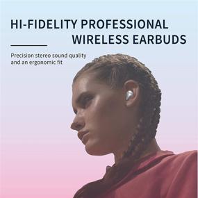 img 3 attached to 🎧 Wireless Bluetooth Earbuds, Bluetooth 5.0, TWS Microphone, Hi-Fi Stereo, Smart Touch Control, Sweat-Resistant, for Workout - White