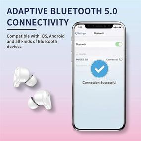 img 1 attached to 🎧 Wireless Bluetooth Earbuds, Bluetooth 5.0, TWS Microphone, Hi-Fi Stereo, Smart Touch Control, Sweat-Resistant, for Workout - White