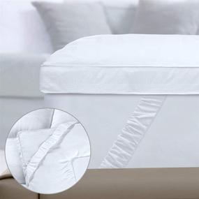 img 1 attached to 🛏️ Enhanced 3-Inch Extra Thick Mattress Topper: Queen Size with 100% Cotton Cover - New & Improved Down Alternative Bed Topper for Ultimate Cushioning & Support - Breathable